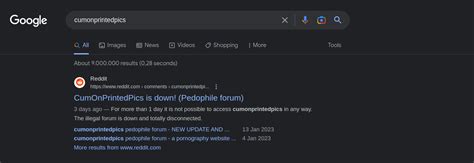 CumOnPrintedPics is down: new news about this pedophile forum